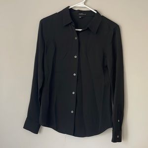 Theory black silk blouse